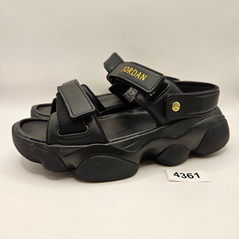 JORDAN WOMEN'S 7 DEJA SANDALS FN5036-001 BLACK METALLIC GOLD